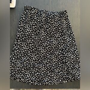 Bobeau Black and White Leopard A-Line Skirt